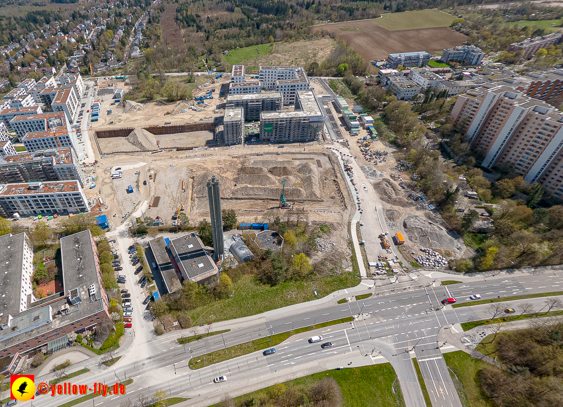 21.04.2023 - Luftbilder von der Baustelle Alexisquartier und Pandion Verde in Neuperlach